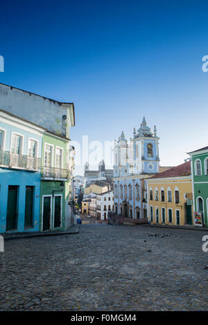 Die Kirche Nossa Senhora Rosario, dem Pelourinho und Weltkulturerbe Altstadt von Salvador, Bahia, Brasilien Stockfoto