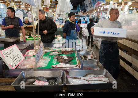 Tsukiji Fischmarkt, Chuo, Tokyo, Japan, Asien Stockfoto