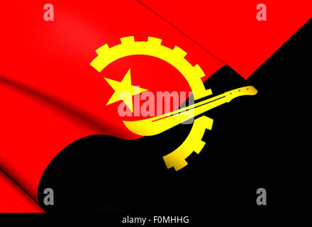 Flagge von Angola. Hautnah. Stockfoto