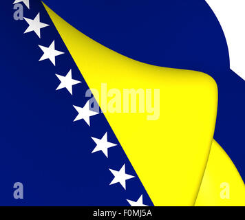 Flagge von Bosnien und Herzegowina. Hautnah. Stockfoto