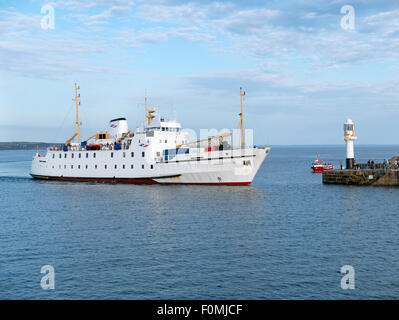 Scillonain III, Isles of Scilly Fähre Hafen von Penzance, Cornwall England betreten. Stockfoto