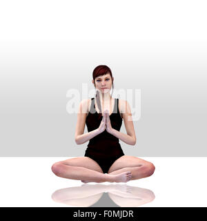 3D Rendering einer Frau beim yoga Stockfoto