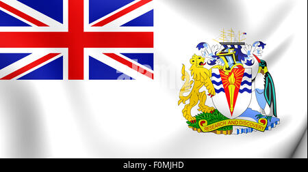 3D Flagge das Britische Antarktis-Territorium. Hautnah. Stockfoto