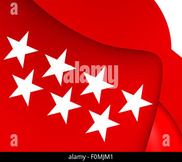 Gemeinschaft von Madrid Flagge. Hautnah. Stockfoto