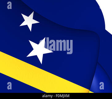 Flagge von Curacao. Hautnah. Stockfoto