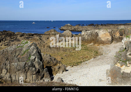 Ansicht der Baie du Scall vom Boulevard des Korrigans, Le Pouliguen, Loire-Atlantique, Frankreich Stockfoto