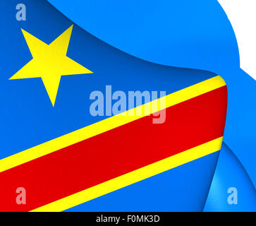 Demokratische Republik Kongo Flagge. Hautnah. Stockfoto