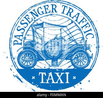 Retro-Auto-Vektor-Logo-Design-Vorlage. Fahrzeug oder Automobil, Transport, Taxi-Symbol Stock Vektor
