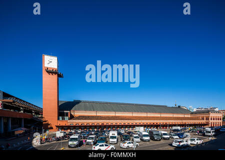 Fassade der alten Gebäude, Bahnhof Atocha, Madrid, Spanien Stockfoto