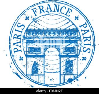 Frankreich-Vektor-Logo-Design-Vorlage. Stempel oder Paris, Architektur-Ikone Stock Vektor