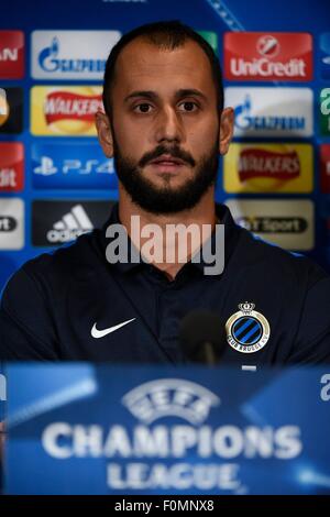 Brügge, Belgien. 17. August 2015. Pressekonferenz vor dem Champions-League-Spiel zwischen dem FC Brügge und Manchester United. Vazquez Victor Mittelfeldspieler des FC Brügge © Action Plus Sport/Alamy Live News Stockfoto