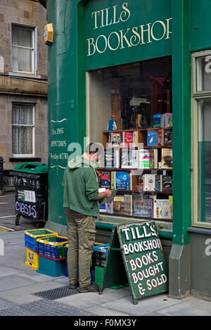 Till's Buchladen, eine kleine unabhängige secondhand Buchladen in der Hoffnung Park Crescent Edinburgh, Schottland, Großbritannien. Stockfoto