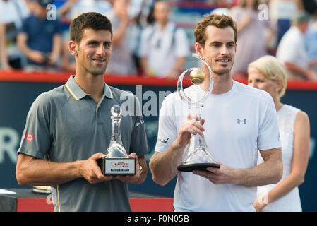 16. August 2015 - Montreal, Quebec, Kanada - ANDY MURRAY gewinnt Rogers Cup 2015 gegen NOVAK DJOKOVIC. (Kredit-Bild: © David Kirouac/ZUMA Wire/ZUMAPRESS.com) Stockfoto