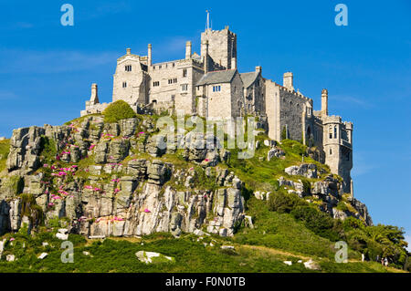 Horizontale Nahaufnahme Blick auf St. Michael's Mount, Cornwall. Stockfoto