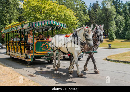 Pferdekutsche Sightseeing Tour, Stanley Park, Vancouver, Britisch-Kolumbien, Kanada Stockfoto