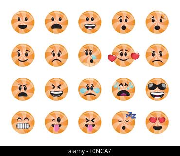 Set von Lollipop Icons in verschiedenen Emotionen und Stimmungen. Stock Vektor