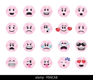 Set von Lollipop Icons in verschiedenen Emotionen und Stimmungen. Stock Vektor