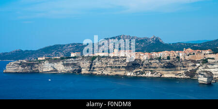 Steile Küste, Kreide Klippen, Bonifacio, Korsika, Frankreich Stockfoto
