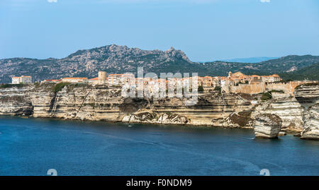 Steile Küste, Kreide Klippen, Bonifacio, Korsika, Frankreich Stockfoto