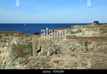 Blick auf den Atlantik vom Boulevard des Korrigans, Le Pouliguen, Loire-Atlantique, Frankreich Stockfoto