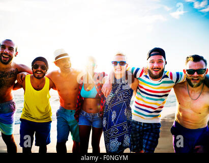 Diverse Leute Freunde Spaß Bonding Strand Sommer Konzept Stockfoto