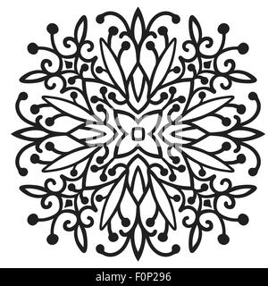 Zentangle Zeichenelement Hand. Italienische Majolika Stil schwarz und weiß. Blume Mandala. Vektor-illustration Stock Vektor