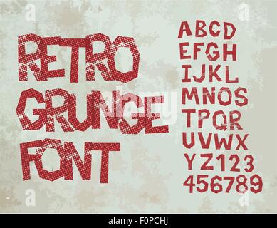 Retro-Grunge-Font mit Alphabet, Vintage Typografie Stock Vektor