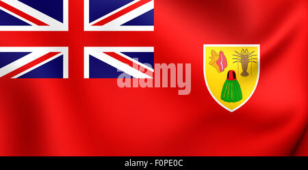 3D Civil Ensign der Turks And Caicos Islands. Hautnah. Stockfoto