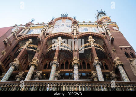 Außenseite des Palau De La Musica Catalana, Palast der katalanischen Musik, Barcelona, Spanien Stockfoto