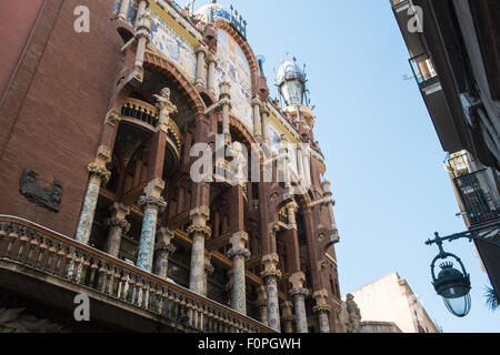 Äußere Palau De La Musica Catalana, Palast der katalanischen Musik, Barcelona, Spanien Stockfoto