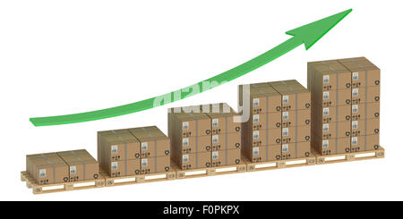 Diagramm der zunehmende Export und Versand Stockfoto