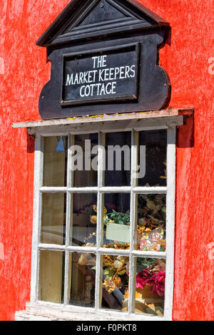 Fenster der Markt Keepers Cottage, Marktplatz, Lavenham, Suffolk, UK Stockfoto