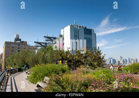 USA, New York State, New York City, Manhattan, The High Line Volkspark planmäßig stillgelegte Hochbahn. Stockfoto