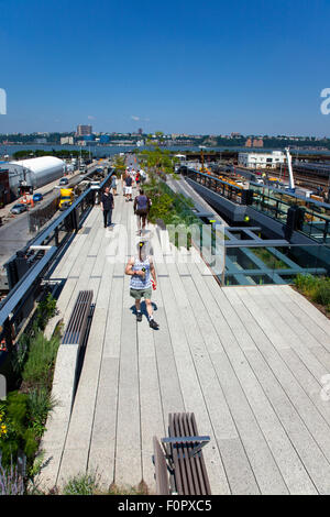 USA, New York State, New York City, Manhattan, The High Line Volkspark planmäßig stillgelegte Hochbahn. Stockfoto
