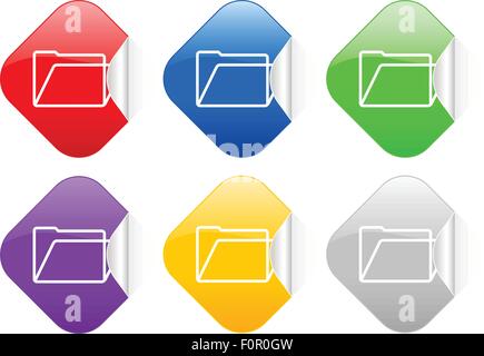 Quadratische Aufkleber set auf einem weißen Hintergrund. Vektor-Illustration. Stock Vektor