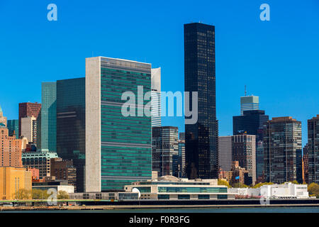 New York City mit Gebäude der Vereinten Nationen Stockfoto