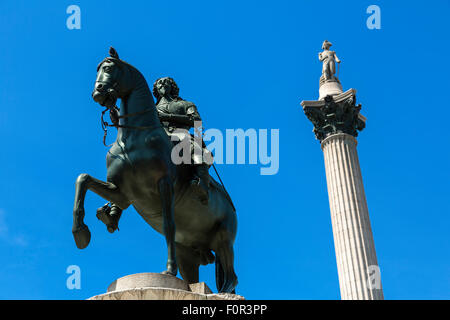 London, Trafalgar Square und Nelson Säule Stockfoto