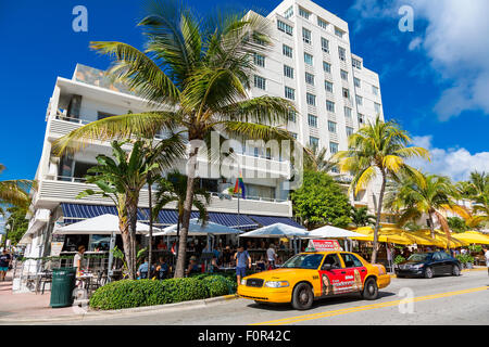 Miami, South Beach, taxi Ocean Drive Stockfoto