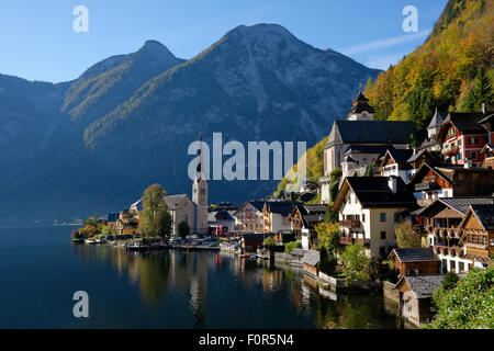 Ansicht von Hallstatt, Hallstättersee, Salzkammergut, ein UNESCO-Weltkulturerbe, Hallstatt Dachstein, Salzkammergut Stockfoto