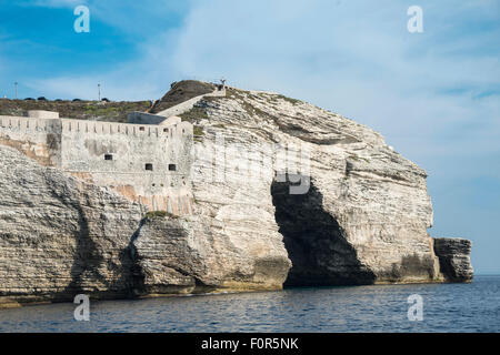 Cave St. Antoine, Kreide Klippen, Bonifacio, Korsika, Frankreich Stockfoto