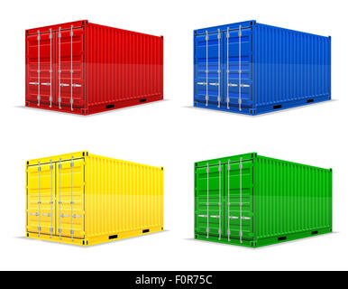 Cargo Container Abbildung isoliert auf weißem Hintergrund Stockfoto