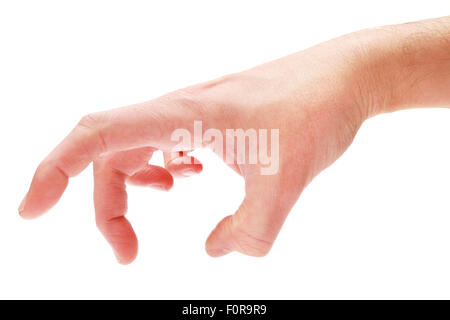 Leere Hand sammeln etwas isoliert auf weiß mit Beschneidungspfad Stockfoto