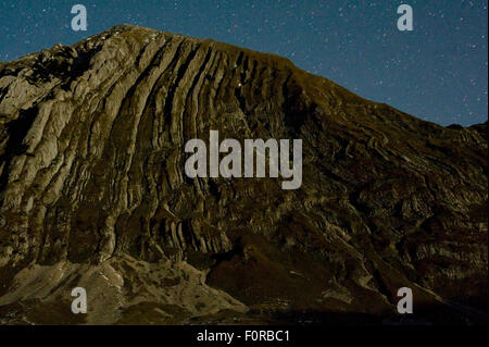 Prutas Peak, zeigen geologische Falten, bei Nacht, Durmitor NP, Montenegro, Oktober 2008 Stockfoto