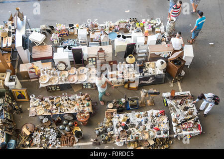 Bei Els Encants Open-Air-Flohmarkt, Anbieter und Gebrauchtwaren, Barcelona, Spanien Stockfoto