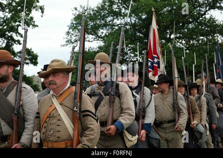 Historische Nachbildung mit Figuren in historischen Kostümen, historische Szenen neu Stockfoto