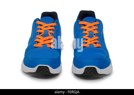 Laufschuhe im Studio auf weißem Hintergrund fotografiert. Chaussures de Kurs Photographiées En Studio Sur fond Blanc. Stockfoto