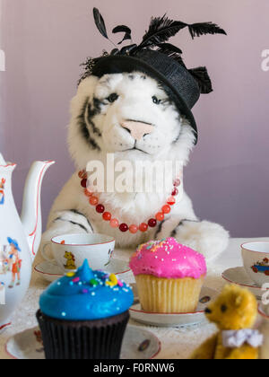 Ausgestopfte Tiere Tea Party, USA Stockfoto