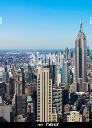Ansicht von oben Rock Observation Deck, Rockefeller Center, NYC, USA Stockfoto