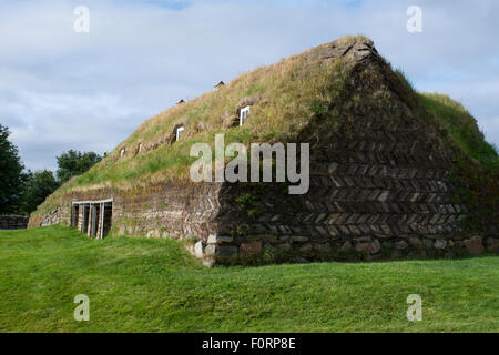 Akureyri, Island Eyjaforour. Historische Rasen Häuser von Laufás, einst im Besitz einer wohlhabenden Pfarrhaus, c. 1866. National Museum. Stockfoto