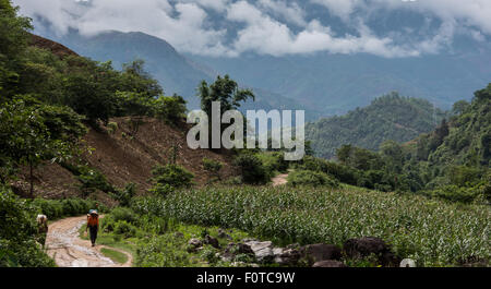 China Yunnan Baoshan Mangkuan Nujiang ländliche Landschaft Stockfoto